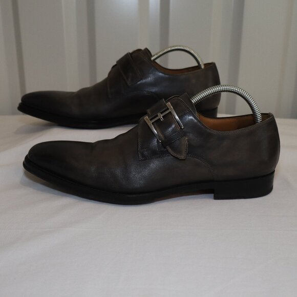 Magnanni Men's Marco Single Monk Strap Loafer Dress Shoe Gray Size 8.5M Leather - Picture 1 of 8